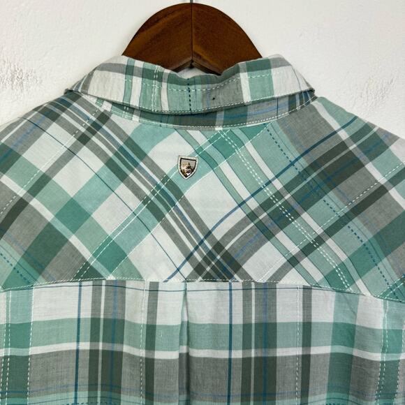 Kuhl | Spektra Green Plaid Popover Roll Tab Sleeve Lightweight Casual Shirt - Picture 5 of 10